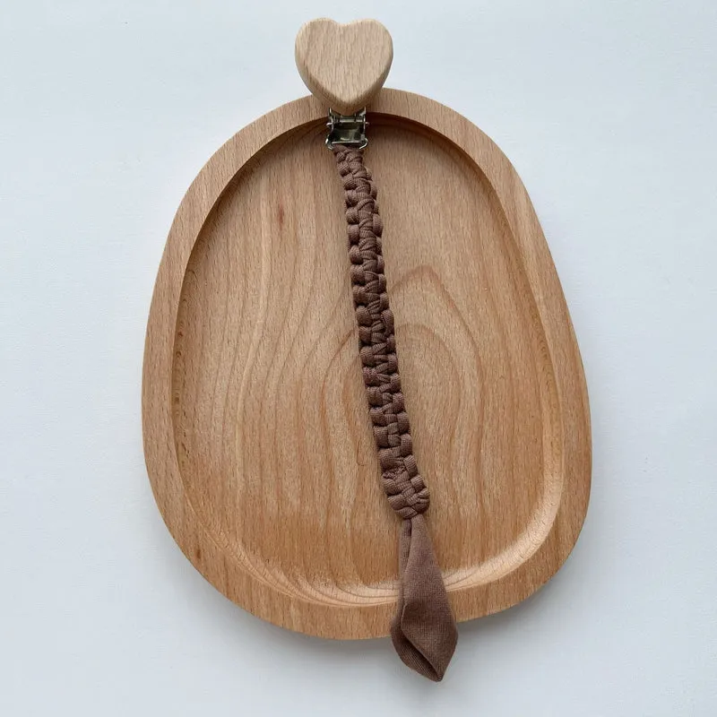 Geflochtener Baumwolle Schnullerleine mit Holzstern Sicherheitsklammer