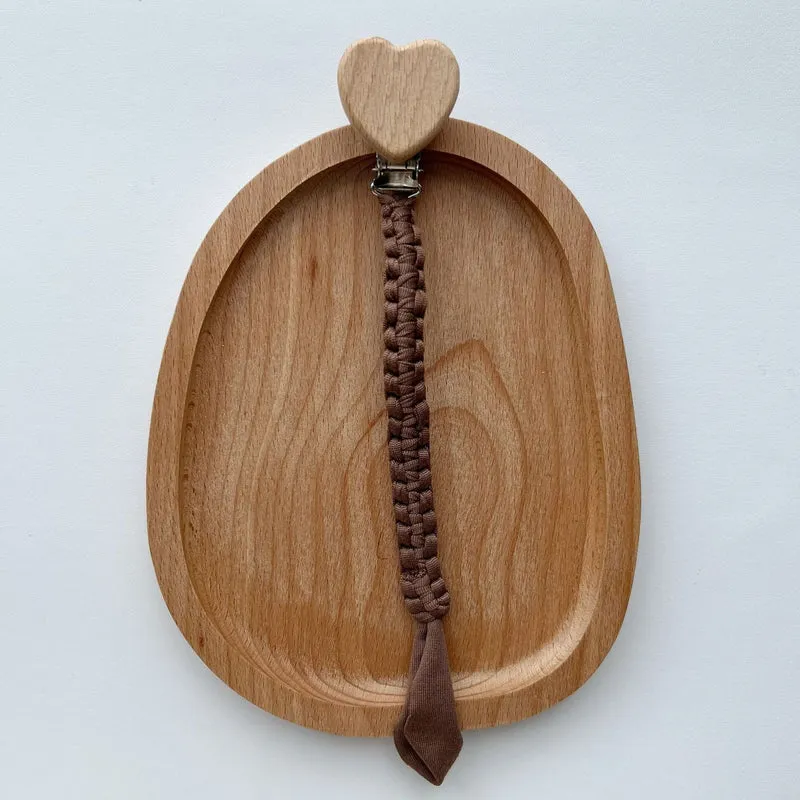 Geflochtener Baumwolle Schnullerleine mit Holzstern Sicherheitsklammer