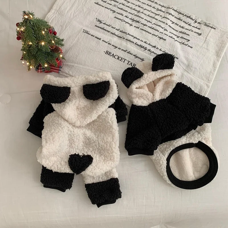 Sherpa-Fleece-Panda-Hoodie-Harness-freundlicher Hundemantel