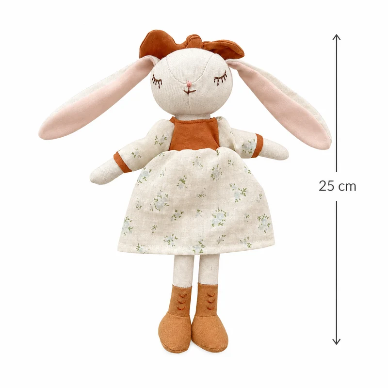 Erbstück-Stil Schlappohr Häschen Puppe mit geschichteter Leinenkleid
