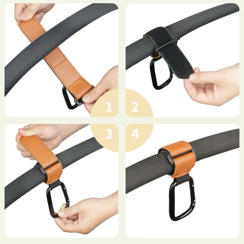 Robuster Leder-Schlaufe Kinderwagen und Tasche Karabinerhaken