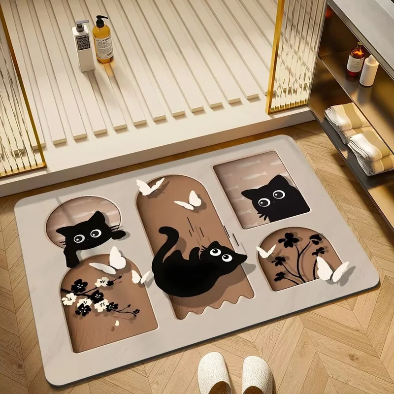Cartoon-Katzen-Themen-Badmatte