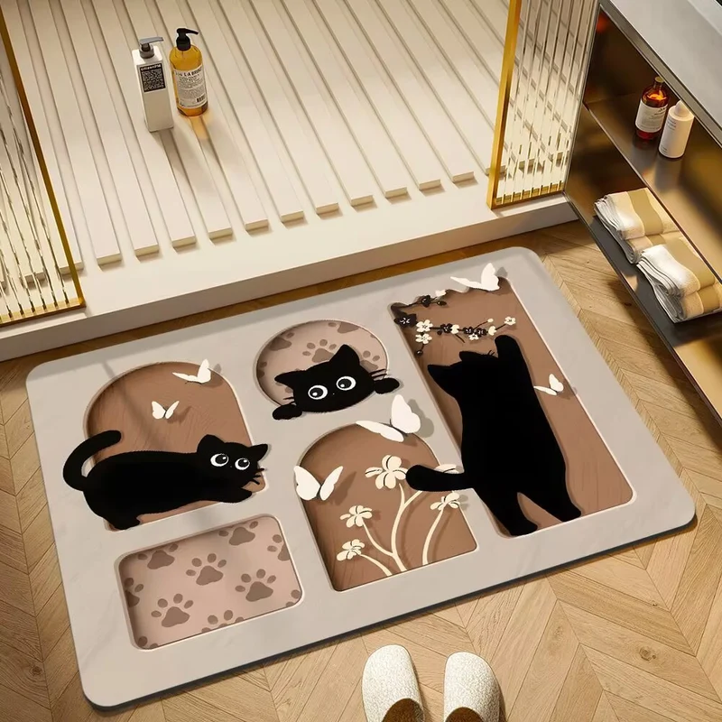 Cartoon-Katzen-Themen-Badmatte