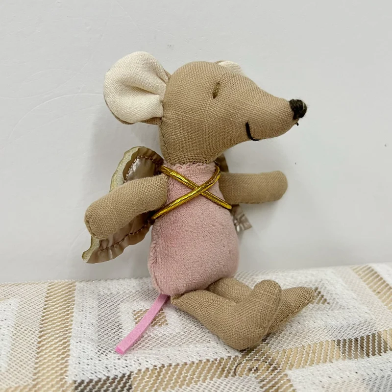 Handgemachte Leinen Langbein Hase Stofftier mit gesticktem Overall