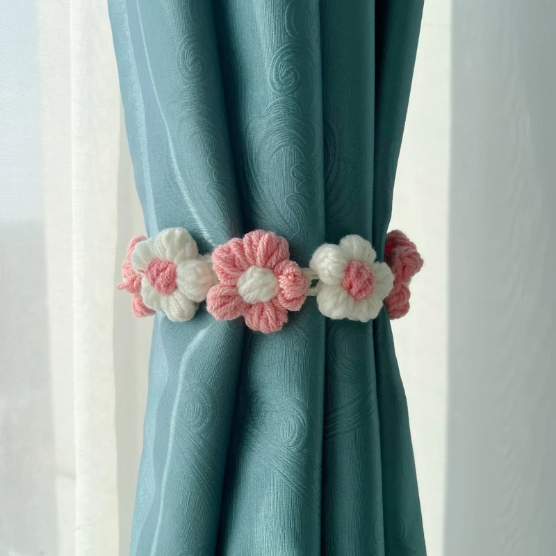 Handgefertigtes gehäkeltes Blumen-Vorhang-Zugband