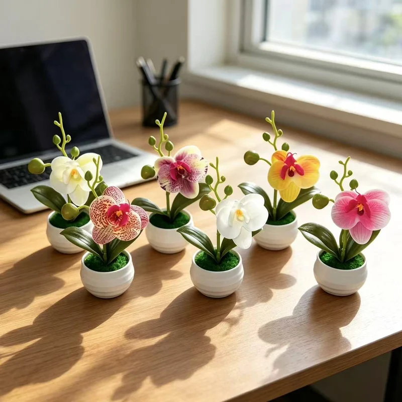 Lebensechte Orchideen Blumenkübel Dekoration