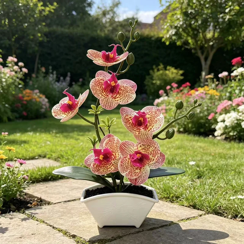 Realistische Dekorative Orchideen Pflanzenanordnung