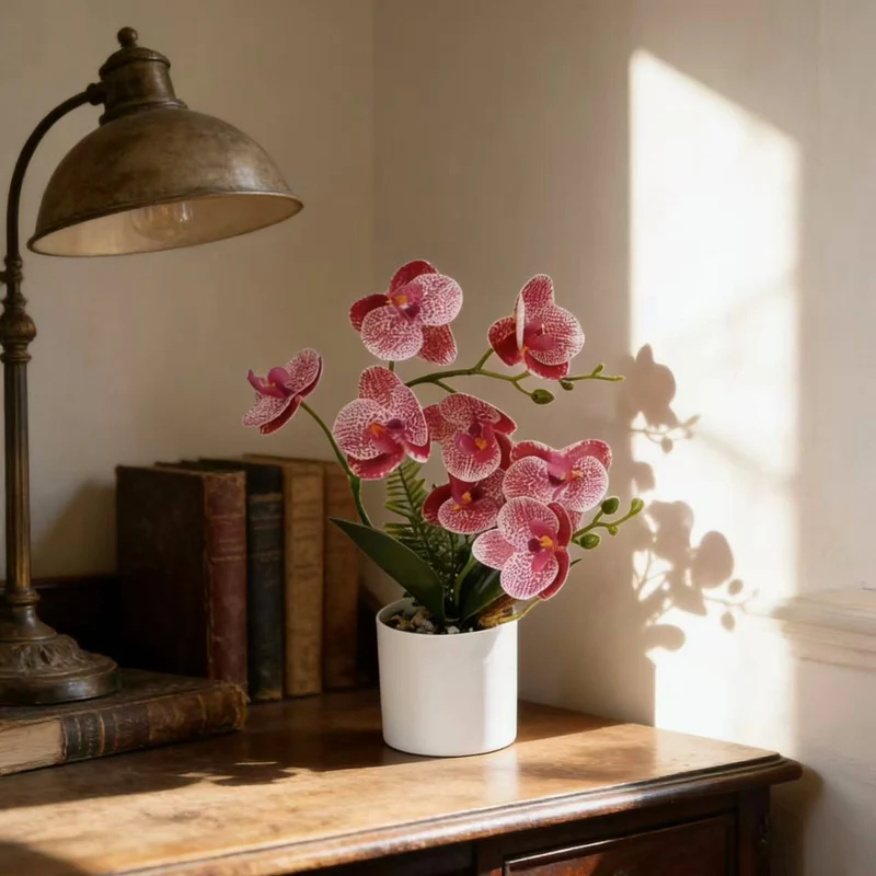 Lebensechte künstliche Orchideenpflanzendekoration für die Innenraumgestaltung