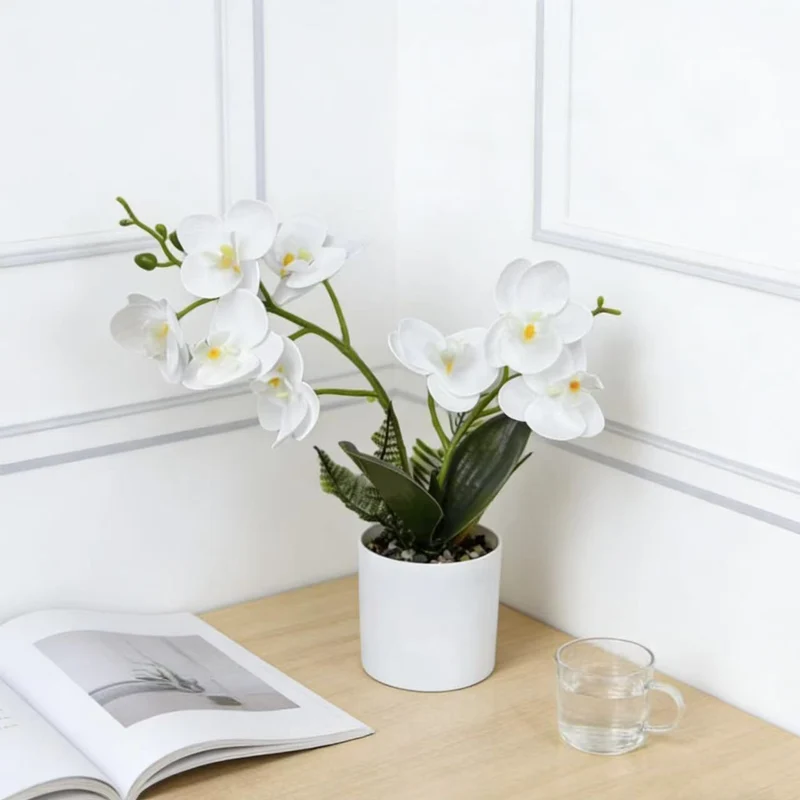 Lebensechte künstliche Orchideenpflanzendekoration für die Innenraumgestaltung