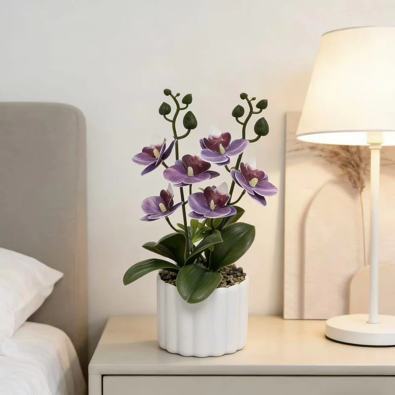 Lebensechte künstliche Orchideenpflanzenanordnung für die Wohnraumpräsentation