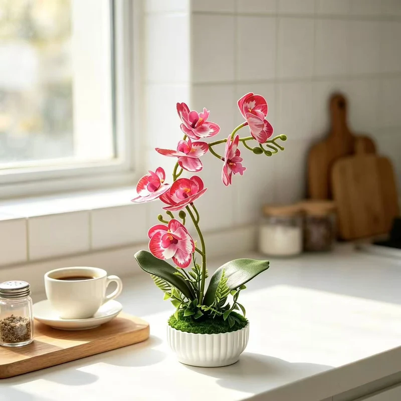 Elegante Faux-Orchideen-Anordnung für die Innendekoration