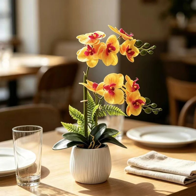 Faux Orchideenpflanzenarrangement für die Wohnkultur
