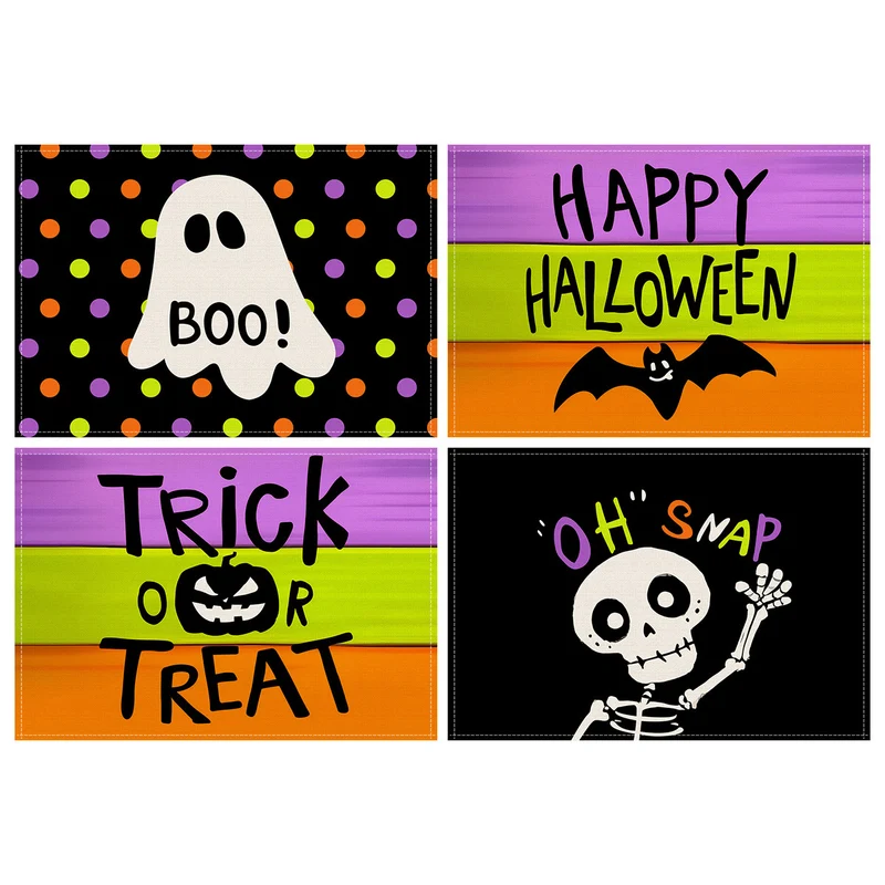 Mehrteiliges Halloween-Tischset aus abwischbarem Vinyl rutschfeste Platzdeckchen