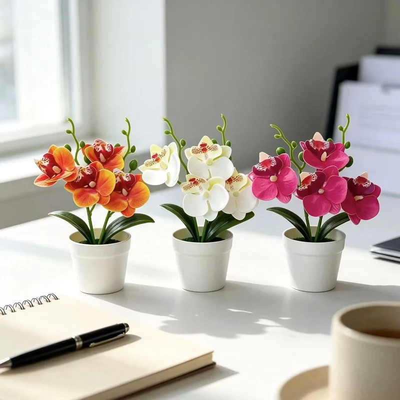 Elegante dekorative Orchideen-Blumenarrangement für die Wohnungseinrichtung