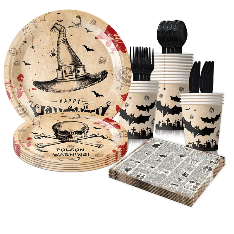 Vintage Servietten-Set mit antikem Zeitungs- und Anatomie-Print