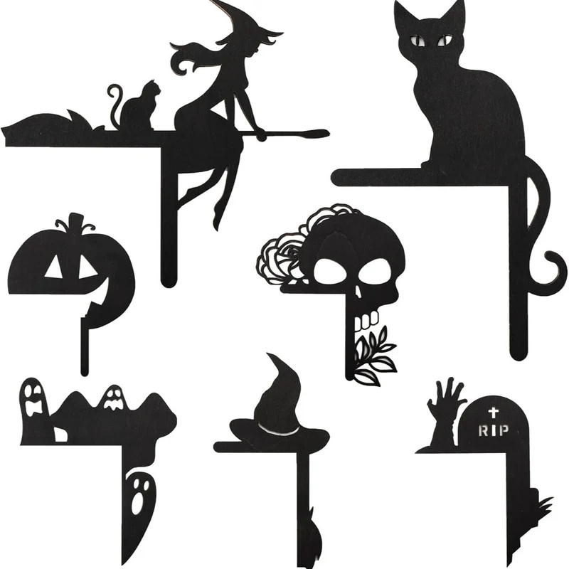 Filigranes Halloween-Regalhänger-Set mit Motiv-Silhouetten für Wand- und Regalvorsprünge
