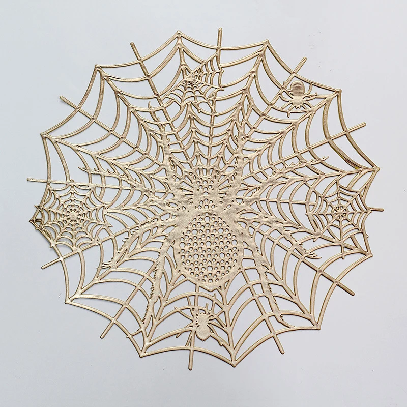 Filigrane Halloween-Tischdekoration Spinnennetz-Platzset aus flexiblem Kunststoff