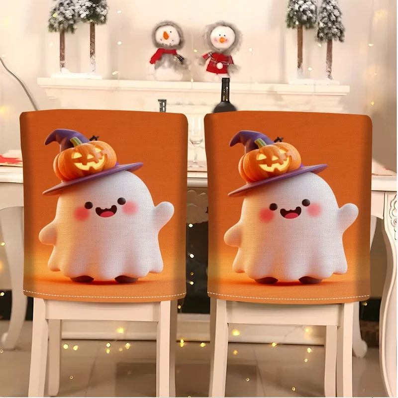 Elastische Stuhlrückenbezüge mit Halloween-Katzenmotiv