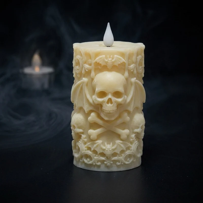 Dekorative Totenkopf-Kerze