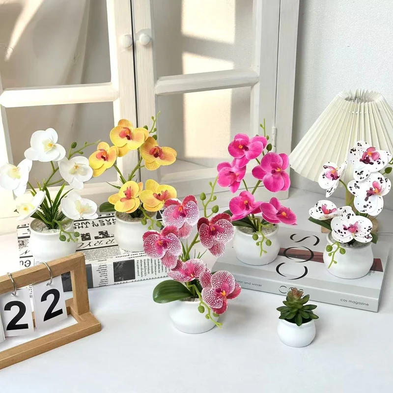 Elegante künstliche Orchideenpflanzenarrangement für die Wohnkultur