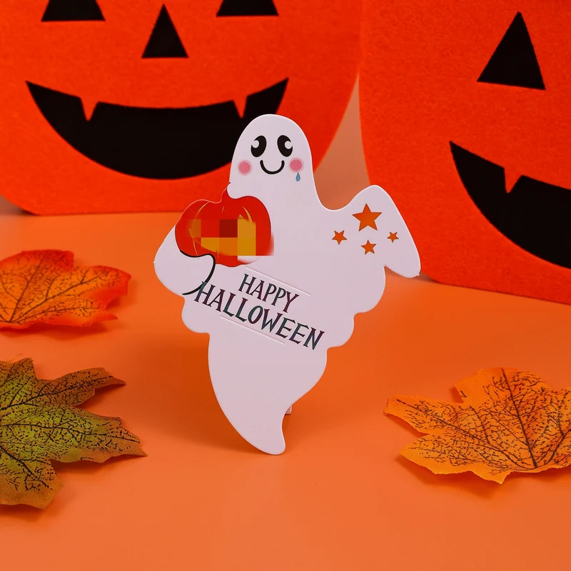 Stehende Halloween-Tischdekoration aus stabilem Karton Geisterfigur mit integriertem Aufsteller