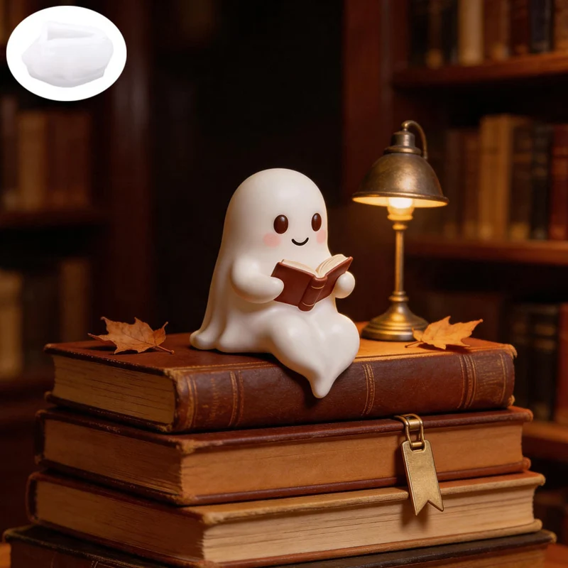 Silikon-Gießform für Miniaturgeist-Resinfiguren mit Buchdetail