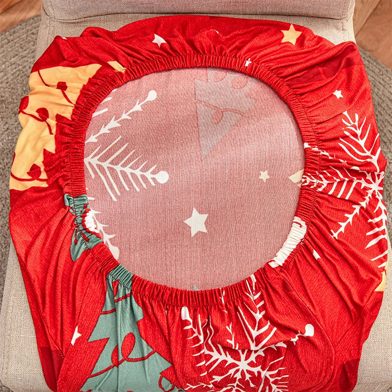 Elastische Stuhlhussen mit Weihnachtsmotiv für hohe Rückenlehnen