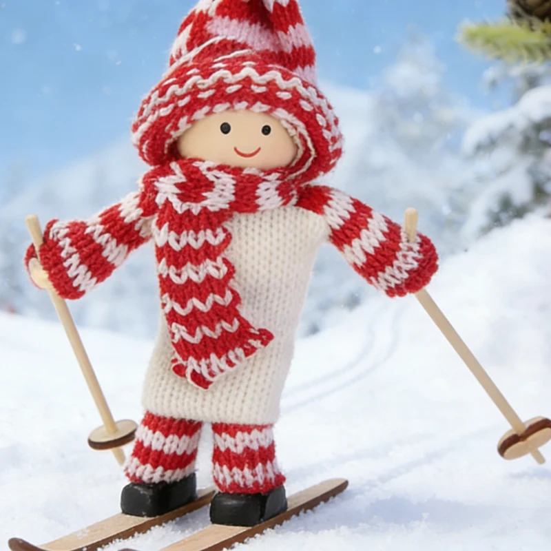 Dekorative Weihnachtsmannfigur im Skistil