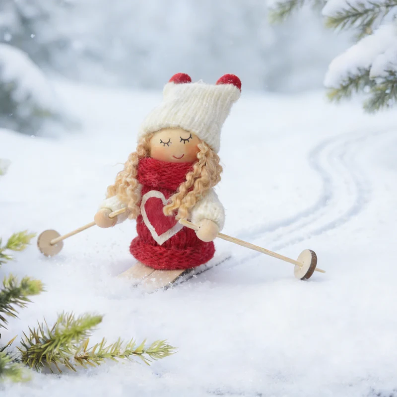 Dekorative Weihnachtsmannfigur im Skistil