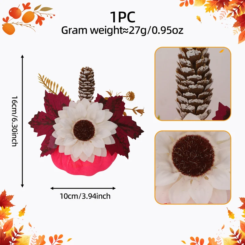 Samt-Kürbis Tischdeko mit künstlichem Sonnenblumen-Arrangement