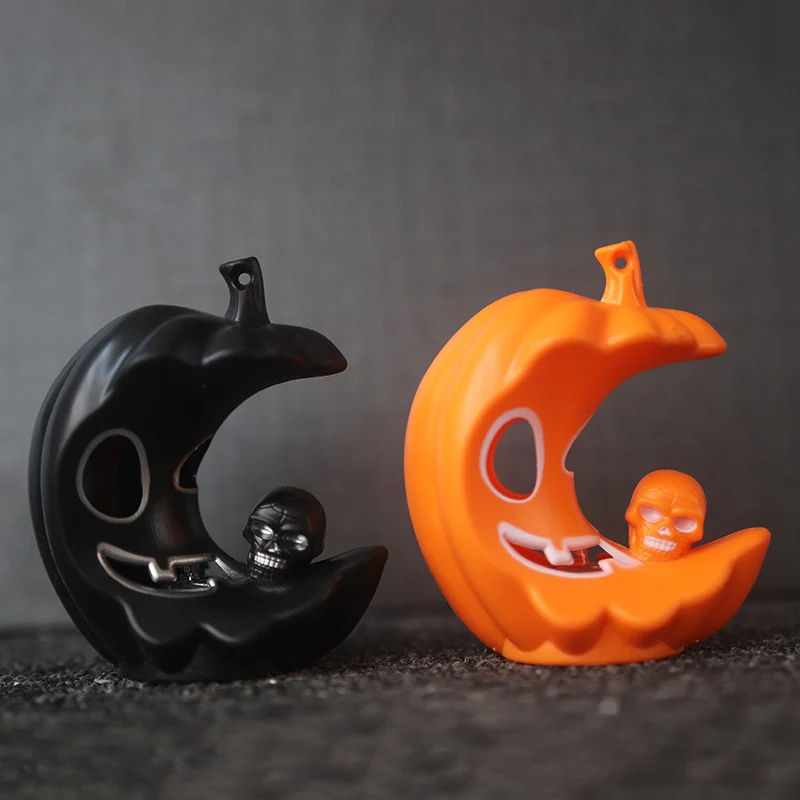 Halloween Dekorationsfigur Skull mit Kürbishut