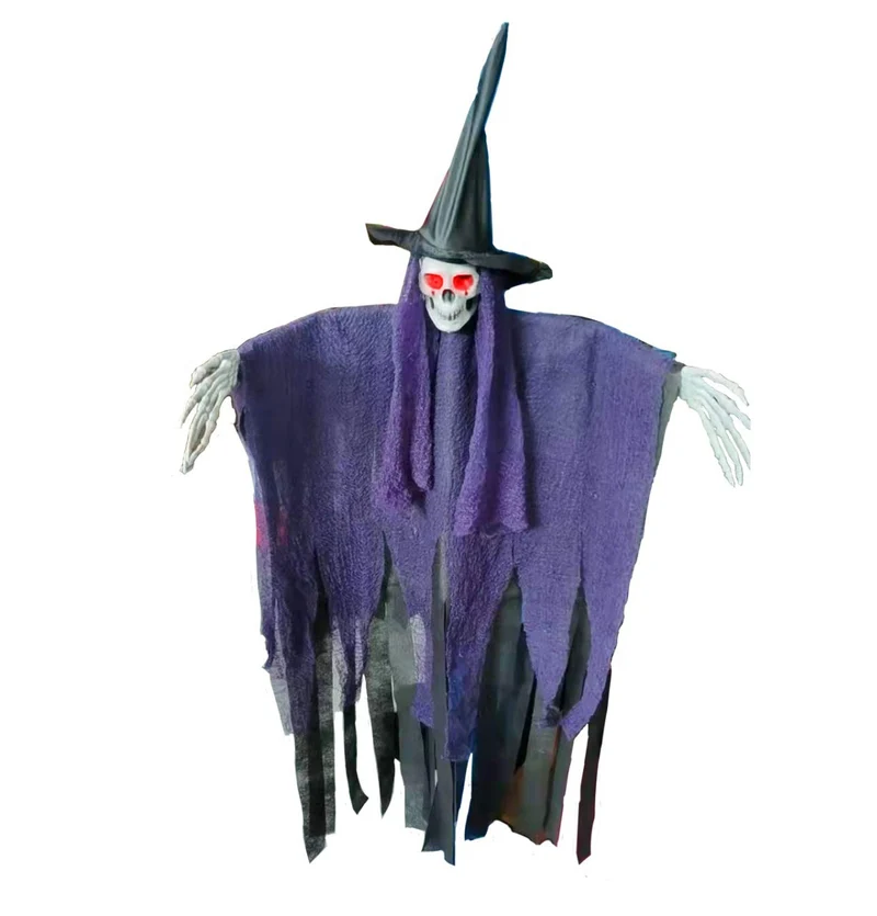 Halloween Dekofigur mit skelettiertem Zauberer