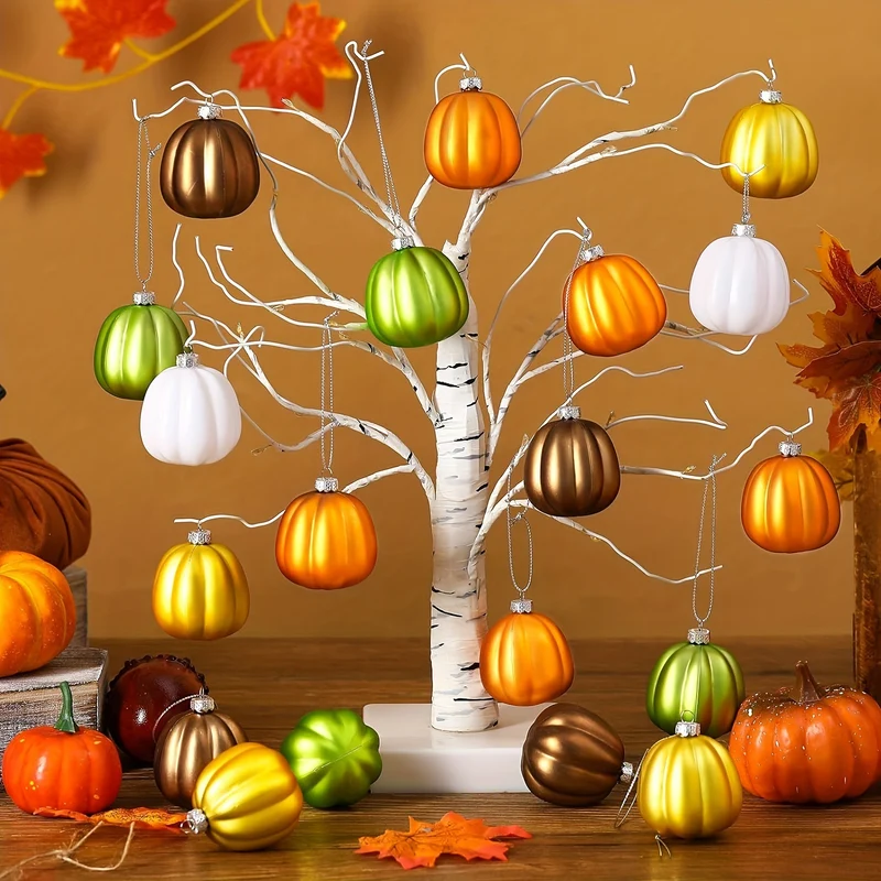 Hängende Weihnachtsanhänger im Kürbisglas-Design Ornament-Set
