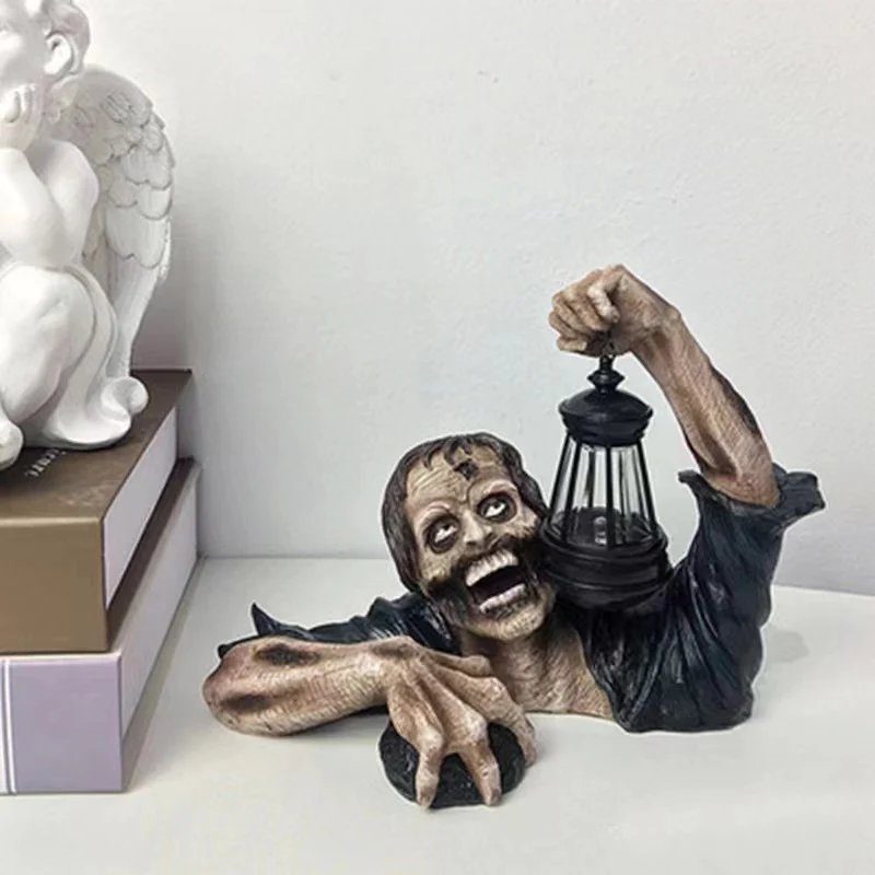 Realistische kriechende Zombie-Wanddekoration mit LED-Laterne und 3D-Relief
