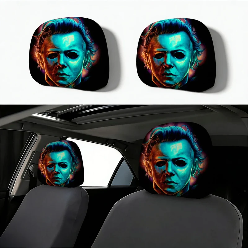 Auto-Kopfstützenbezug mit Retro-Horror-Motiv