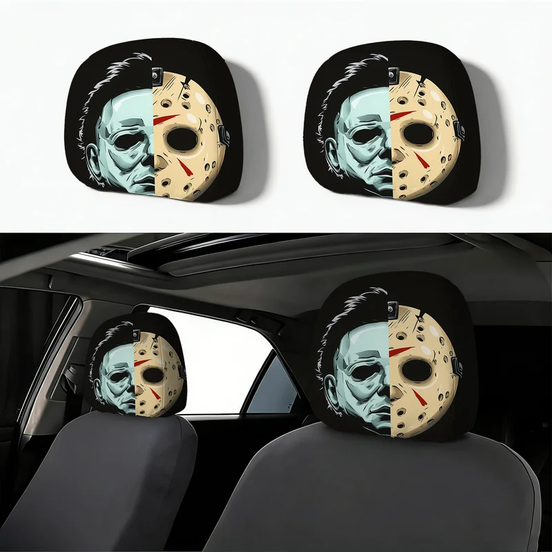 Auto-Kopfstützenbezug mit Retro-Horror-Motiv