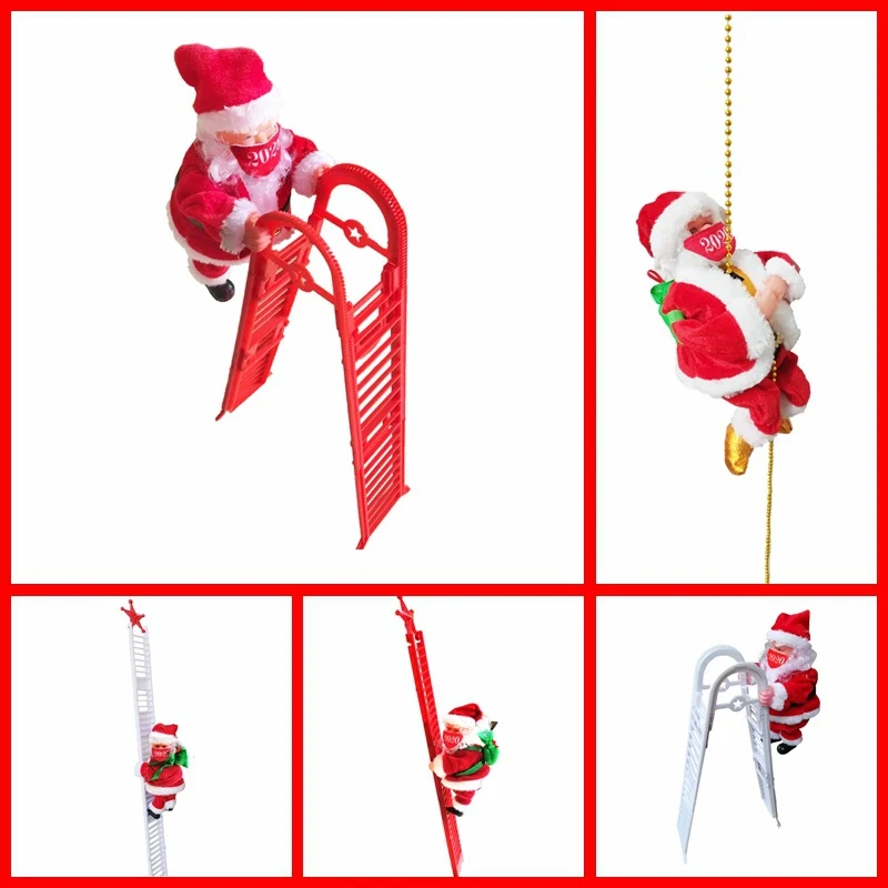 Dekorative Weihnachtsmann Dekofigur mit Leiter