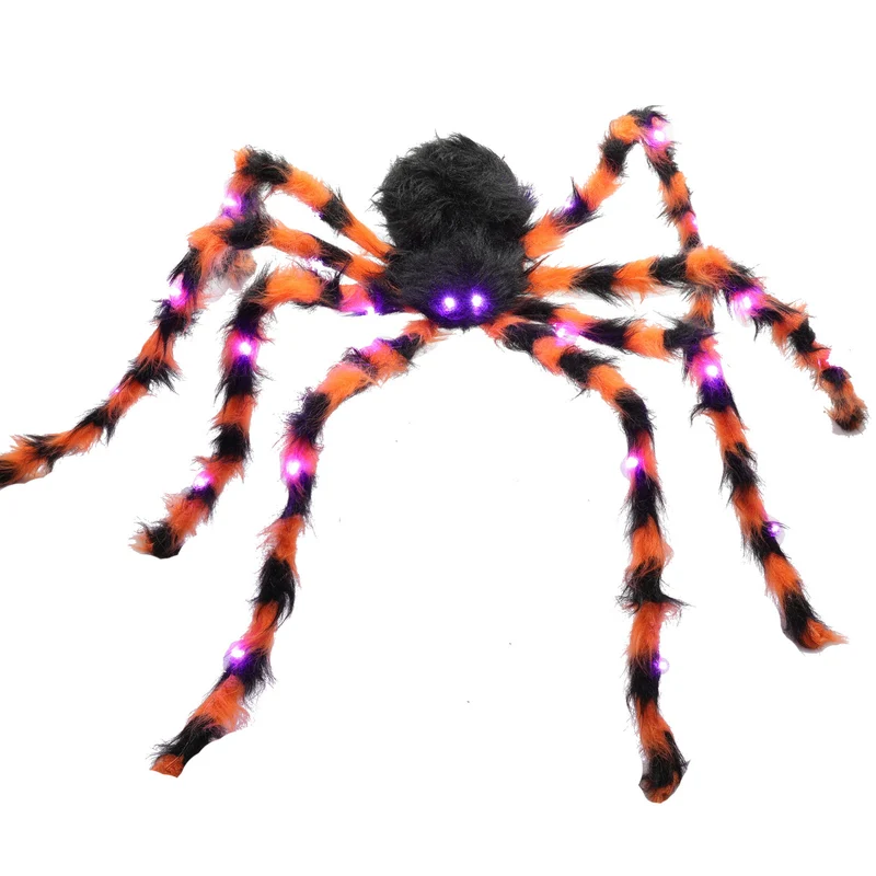 Gruselige Halloween Spinnen Dekoration mit LED-Beleuchtung