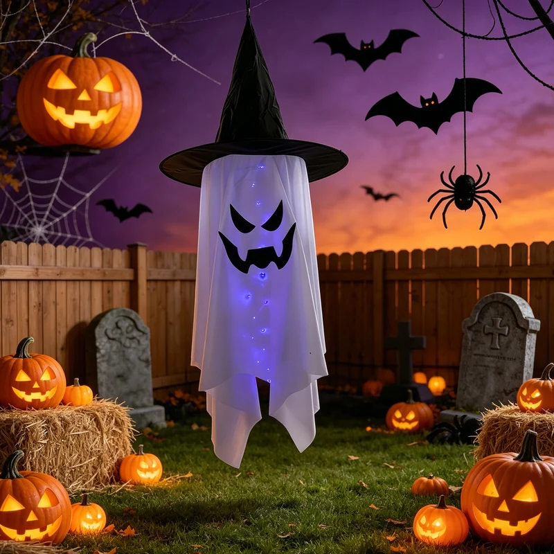 Gruselige Halloween Dekofigur mit leuchtenden Augen