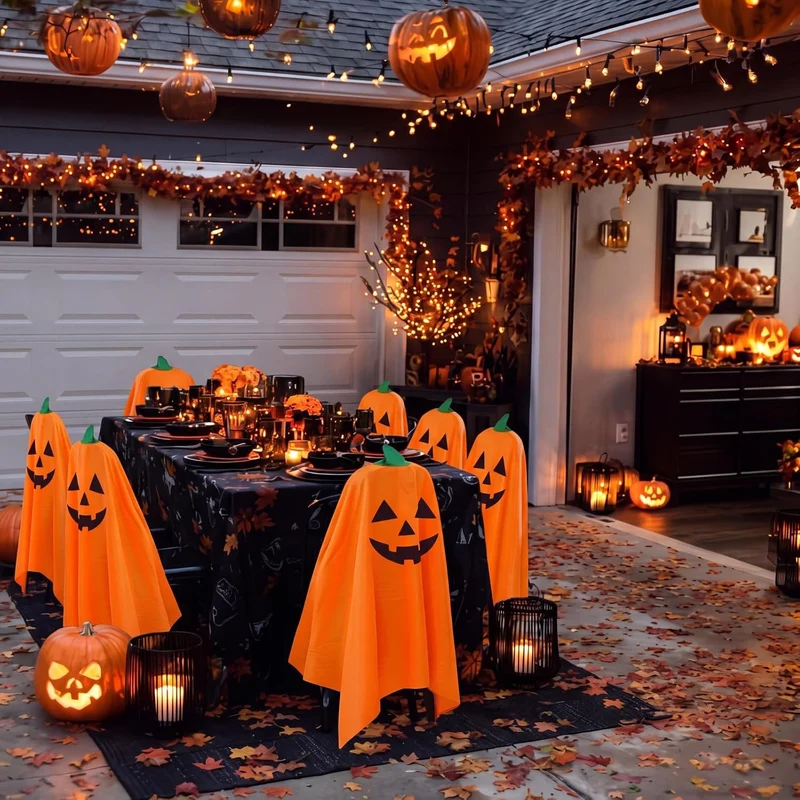 Halloween Stuhlhussen im Geister-Design für Esszimmer und Party