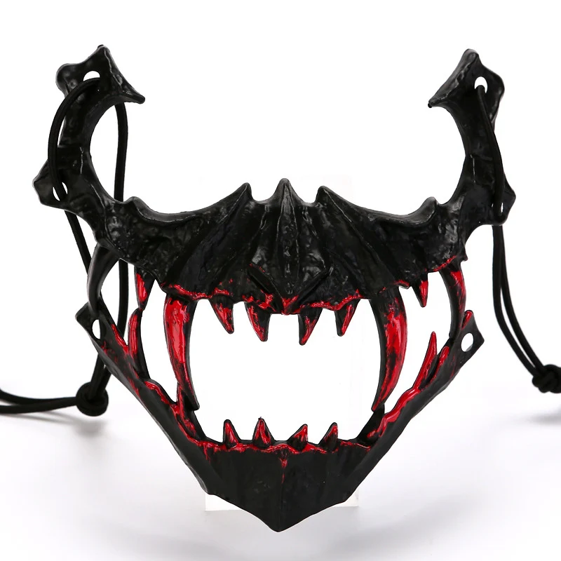 Halbgesichtsmaske mit fletschenden Vampirzähnen und verstellbarem Gummiband