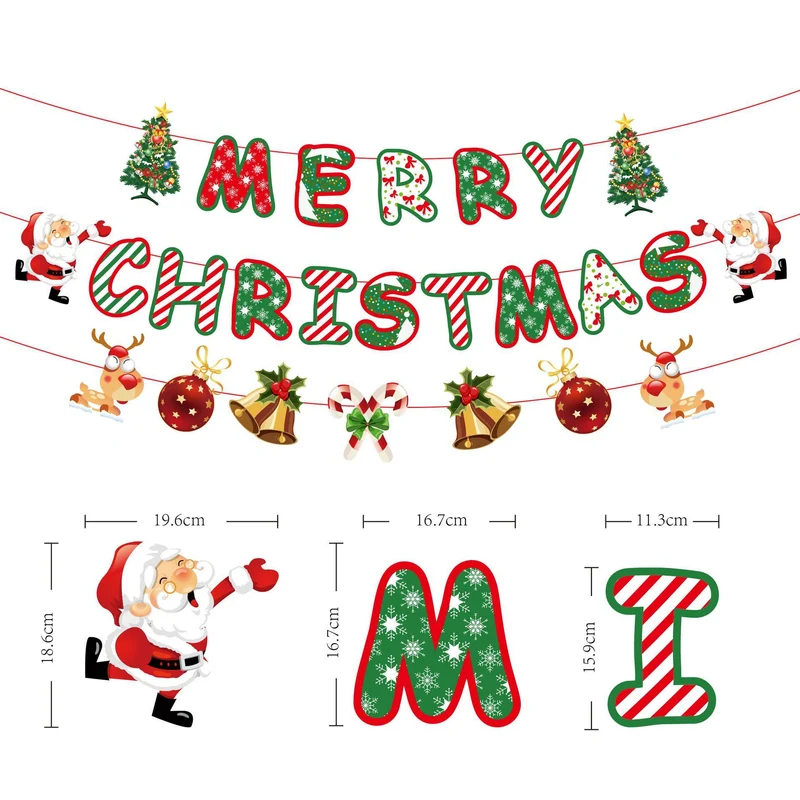 Festliche Weihnachtsgirlande mit glitzernden Buchstaben