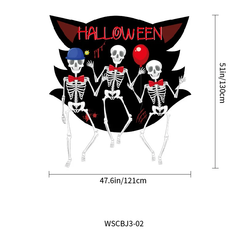 Großer Halloween Wandsticker Vinyl mit tanzenden Skeletten und ablösbarem Selbstklebefilm