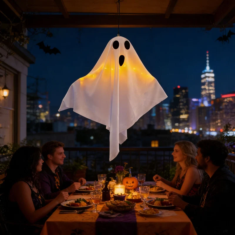 Dekorative Halloween Geistfigur mit LED-Beleuchtung