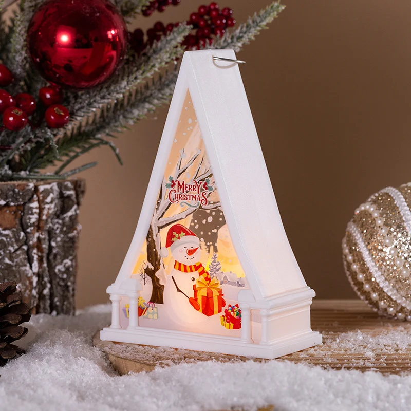 Weihnachtslaterne mit LED Beleuchtung und festlichem Schneemann