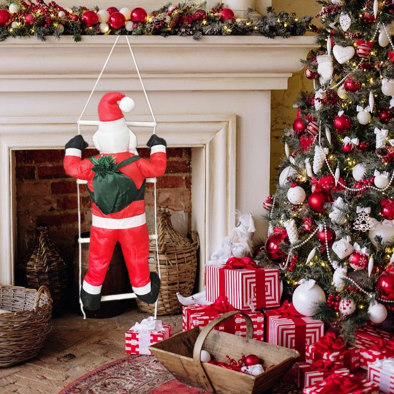 Aufblasbare Weihnachtsmann Figur auf Leiter