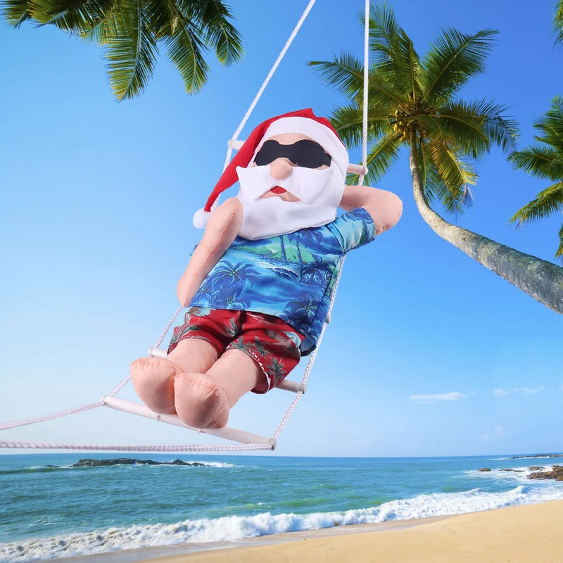 Aufblasbare Weihnachtsmann Dekofigur im entspannten Urlaubsstil