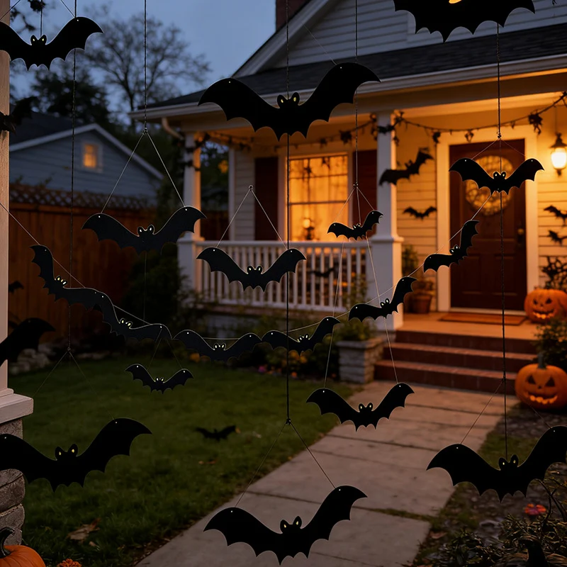 Wanddekoration mit Halloween Fledermäusen