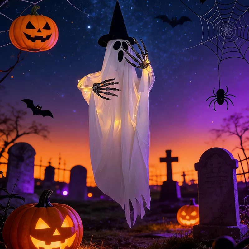 Dekorativer Halloween-Geist mit LED-Lichtern