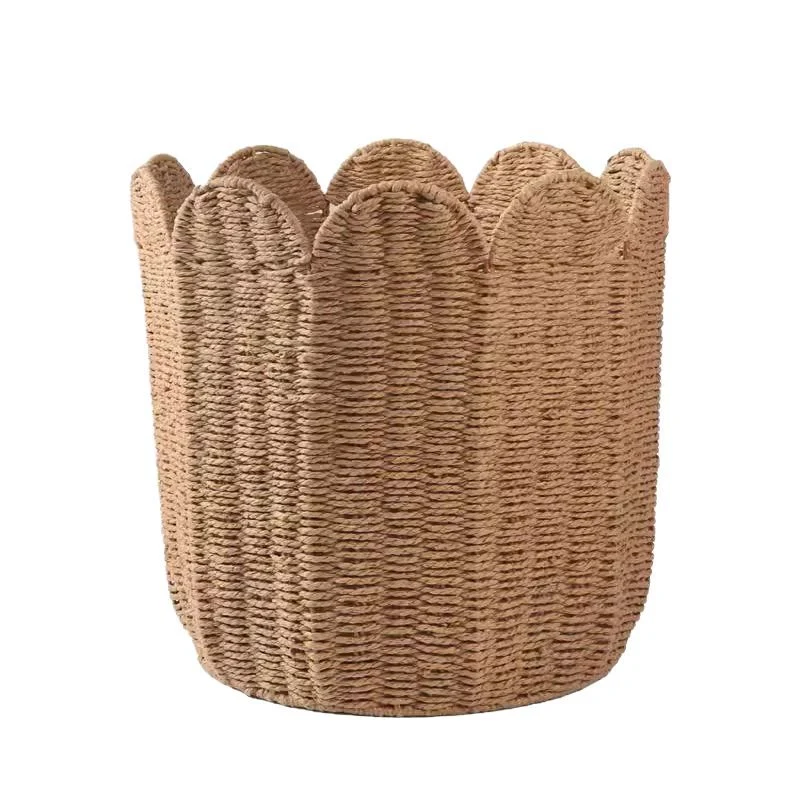 Woven Storage Basket with Decorative Scalloped Edge Karnz